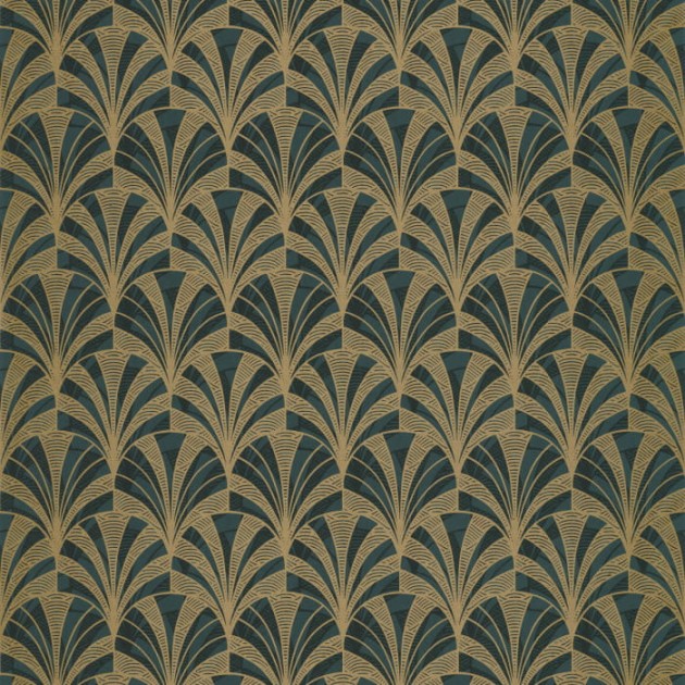 Casadeco 85737528 1930 Palmette Vert - tapeta palmy w stylu art-deco