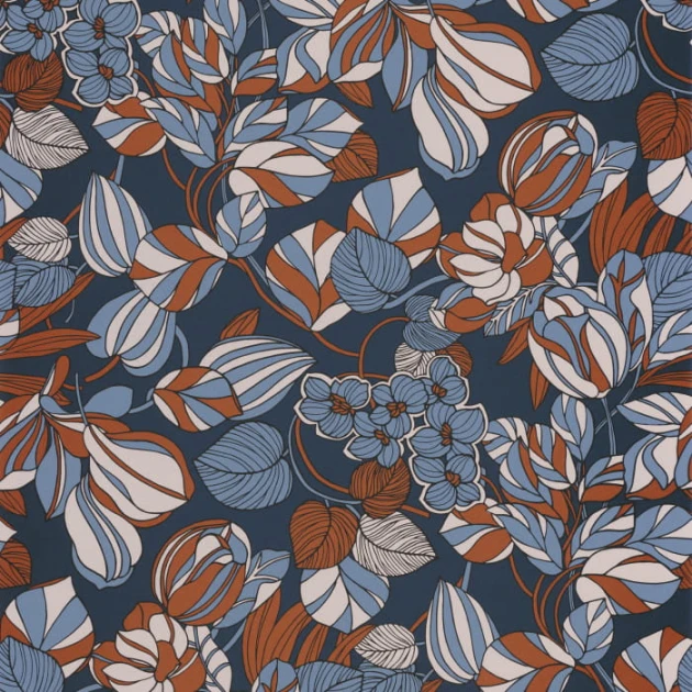 Casadeco 85716414 1930 Tulipe Bleu Cuivre - tapeta roślinna