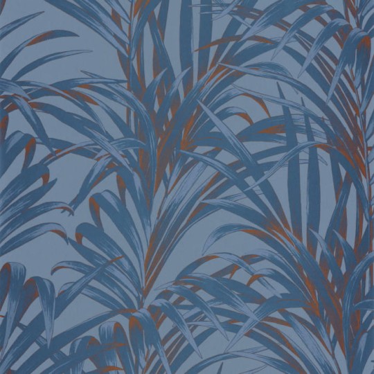Casadeco 28926404 1930 Louise Fougeres Bleu Cuivre - tapeta liście paproci