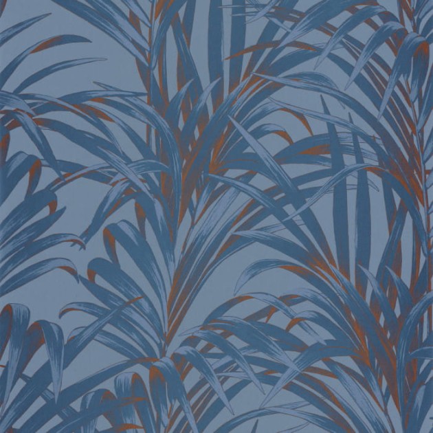 Casadeco 28926404 1930 Louise Fougeres Bleu Cuivre - tapeta liście paproci
