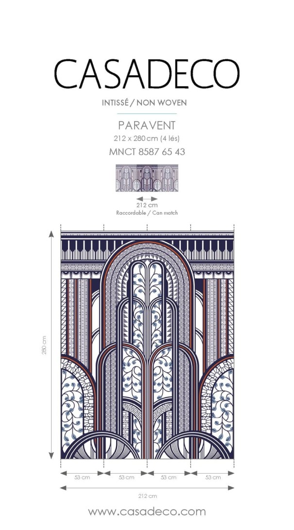 Casadeco 85879242 1930 Panoramique Paravent Noir Or - mural geometryczny