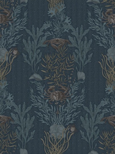 Rebel Walls R19356 Stylt Claws & Clams Ocean Blue - mural z motywem dżungli i wodorostów