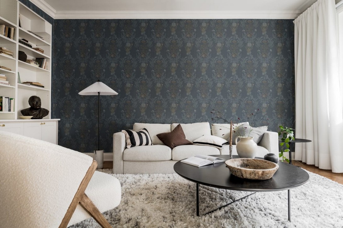 Rebel Walls R19356 Stylt Claws & Clams Ocean Blue - mural z motywem dżungli i wodorostów