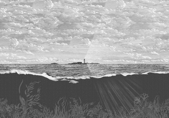 Rebel Walls R19362 Stylt Guiding Light Graphite - mural z krajobrazem wybrzeża