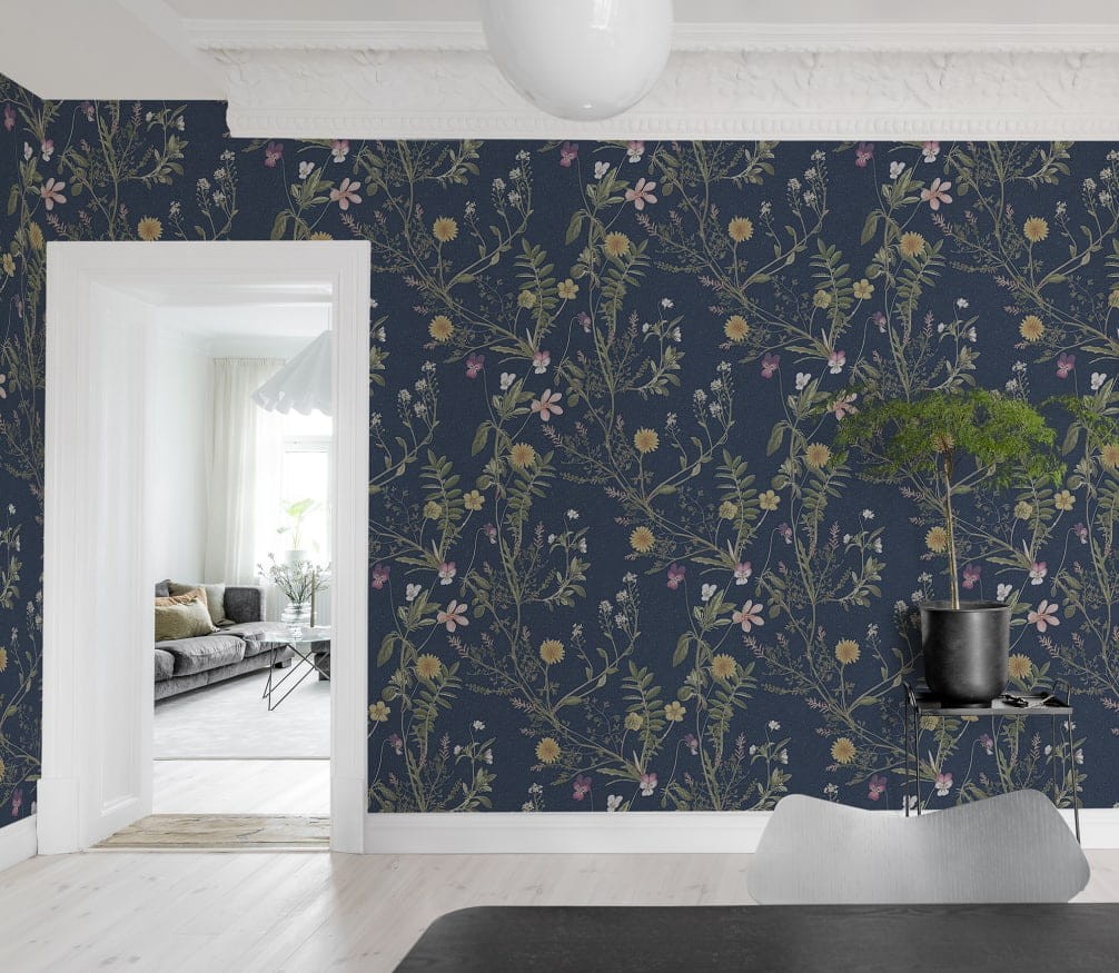 Rebel Walls R19358 Stylt Storm Flowers Ocean Blue - mural w kwiaty