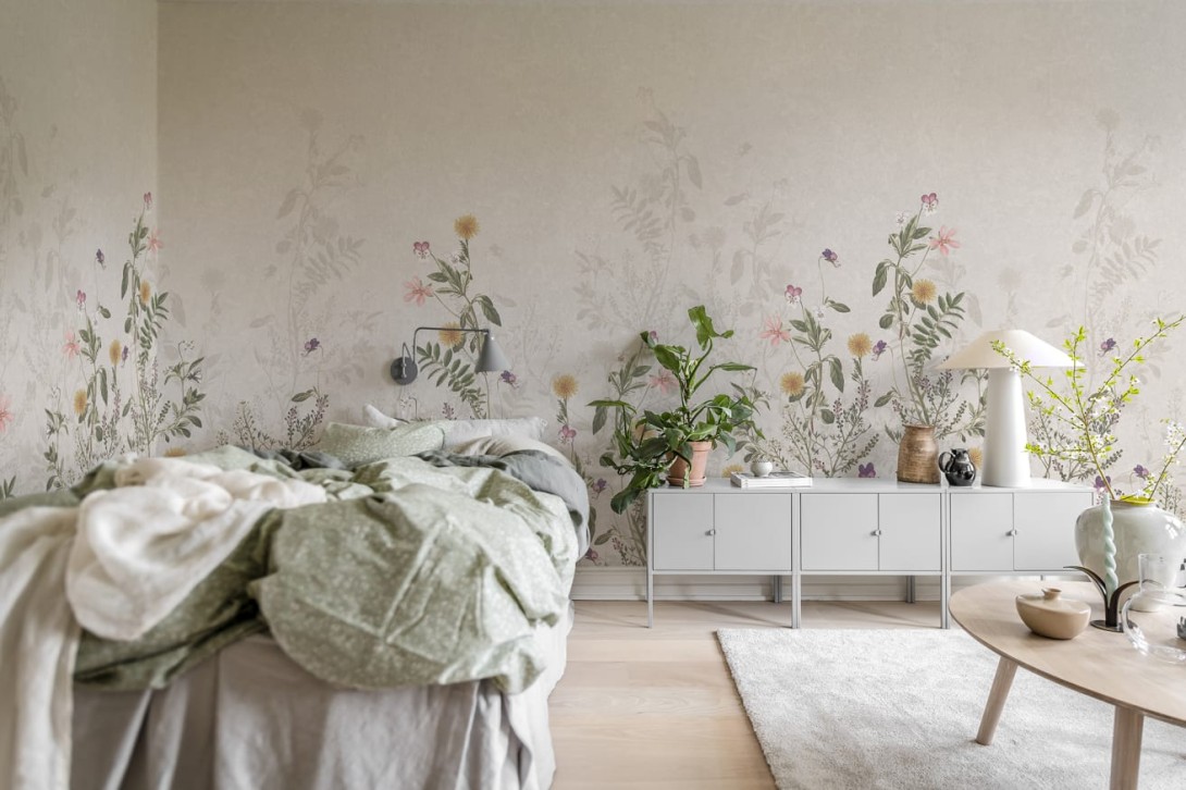 Rebel Walls R19368 Stylt Stormy Meadow Sand - mural roślinny