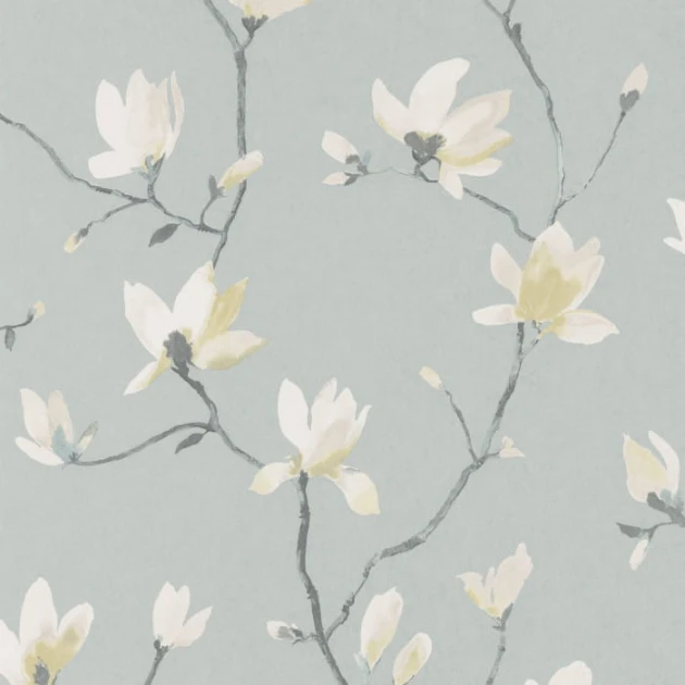 Casadeco 82366122 Florescence Suzhou Encre - tapeta w kwiaty magnolii