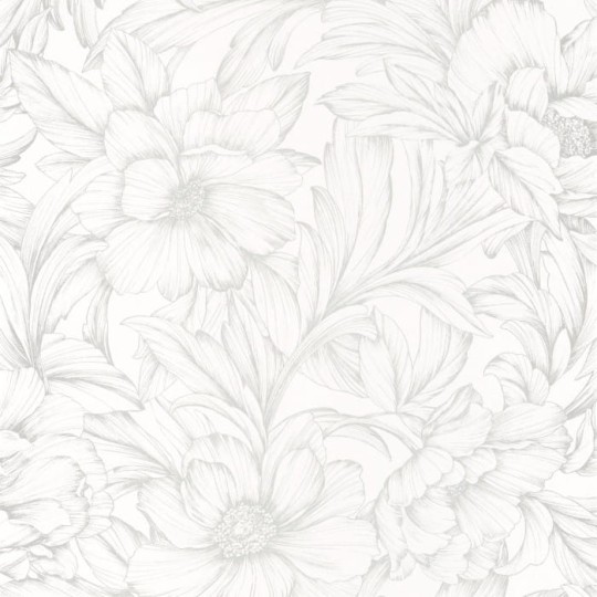 Casadeco 82350101 Florescence Monceau Blanc - tapeta w kwiaty
