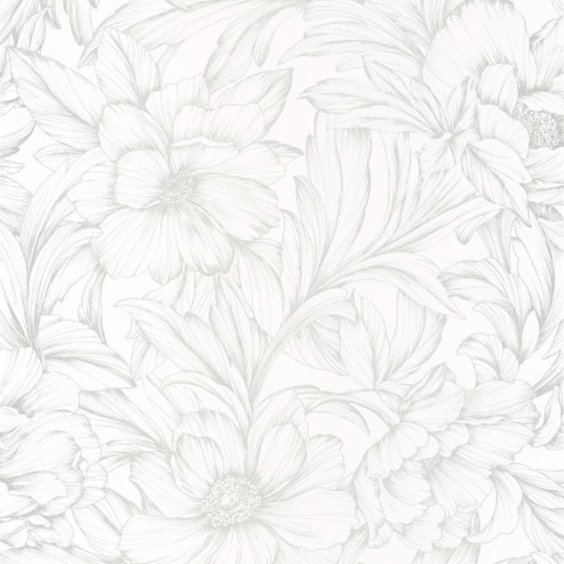 Casadeco 82350101 Florescence Monceau Blanc - tapeta w kwiaty