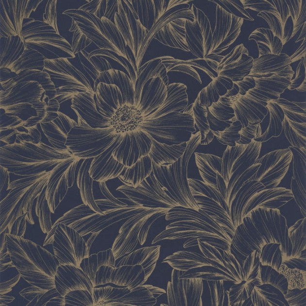 Casadeco 82356515 Florescence Monceau Encre - tapeta w kwiaty