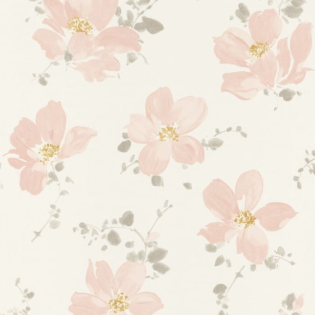 Casadeco 82324127 Florescence Sabatini Rose - tapeta w różowe kwiaty na beżowym tle