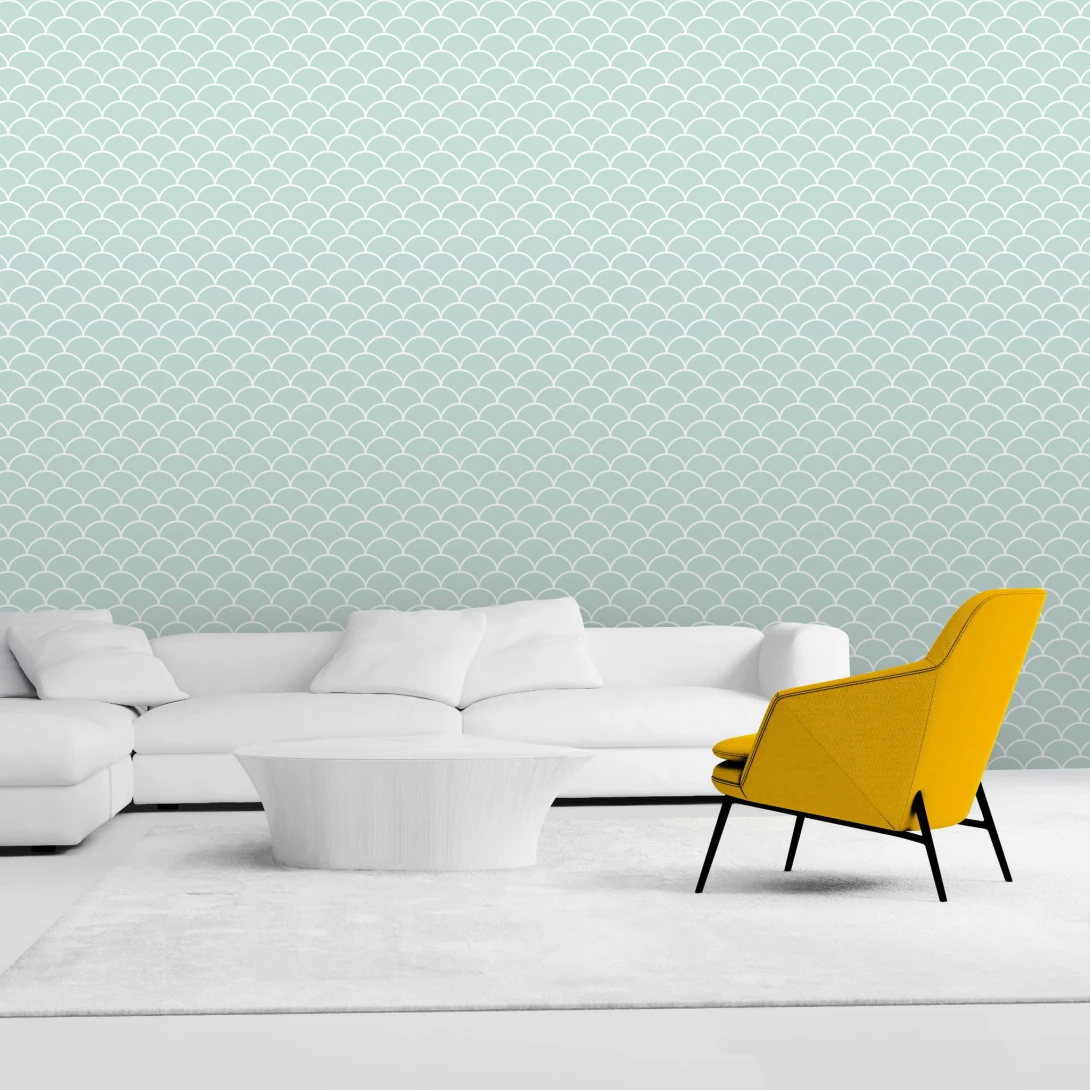 Wall Art Originals Fishscale miętowy - mural geometryczny