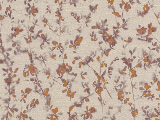 Rasch Textil 291284 Sakura - tapeta z motywem subtelnych gałązek na lnianym tle