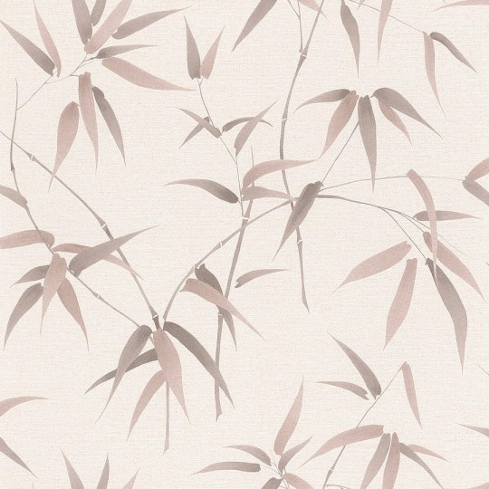 Rasch Textil 291390 Sakura - tapeta z motywem subtelnych gałązek bambusa na lnianym tle
