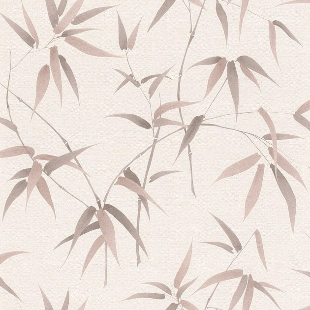 Rasch Textil 291390 Sakura - tapeta z motywem subtelnych gałązek bambusa na lnianym tle