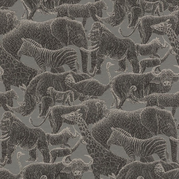 Rasch Textil 291598 Sakura - tapeta z motywem zebr, nosorożców, strusi, goryli, małp, tygrys, żyraf i słoni