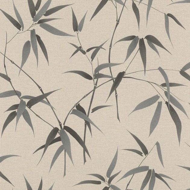 Rasch Textil 292144 Sakura - tapeta z motywem subtelnych gałązek bambusa na lnianym tle