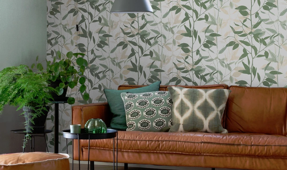 Rasch Textil 299594 Palmera - tapeta z motywem szkiców gałązek na jednolitym tle