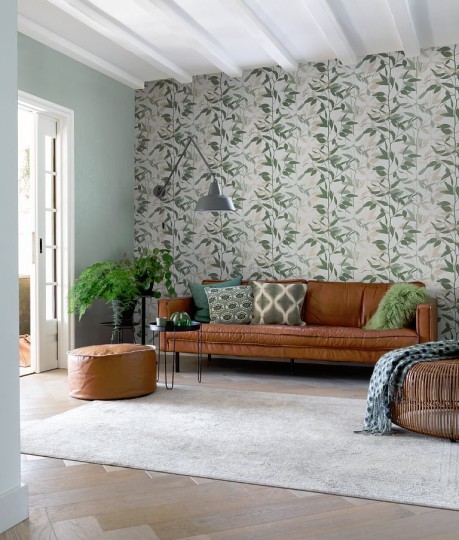 Rasch Textil 299648 Palmera - tapeta z motywem szkiców gałązek na jednolitym tle