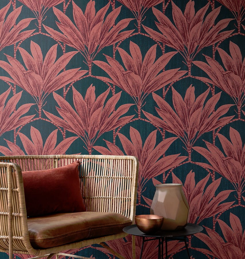 Rasch Textil 299860 Palmera - tapeta z motywem palm na lnianym tle