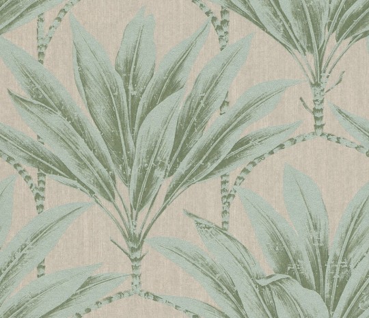 Rasch Textil 299877 Palmera - tapeta z motywem palm na lnianym tle