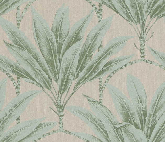 Rasch Textil 299877 Palmera - tapeta z motywem palm na lnianym tle