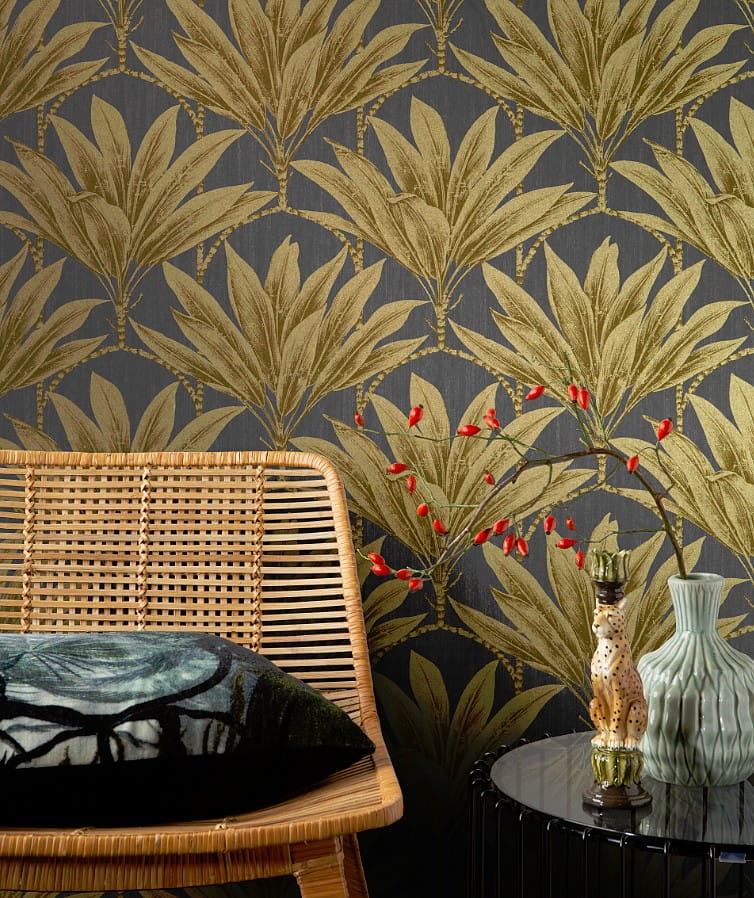 Rasch Textil 299891 Palmera - tapeta z motywem palm na lnianym tle