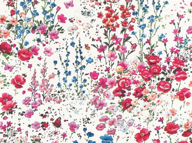 Rasch Textil 288352 Petite Fleur 5 - kwiatowa tapeta z motywem kolorowej łąki