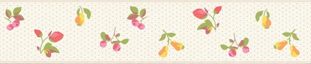 Rasch Textil 288598 Petite Fleur 5 - tapeta z motywem owoców na tle z kropek