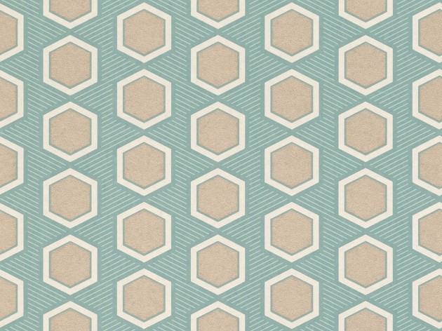 Rasch Textil 297811 Sensai HANIKAMU LAGUNA - geometryczna tapeta z motywem heksagonów