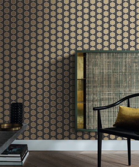Rasch Textil 297811 Sensai HANIKAMU LAGUNA - geometryczna tapeta z motywem heksagonów