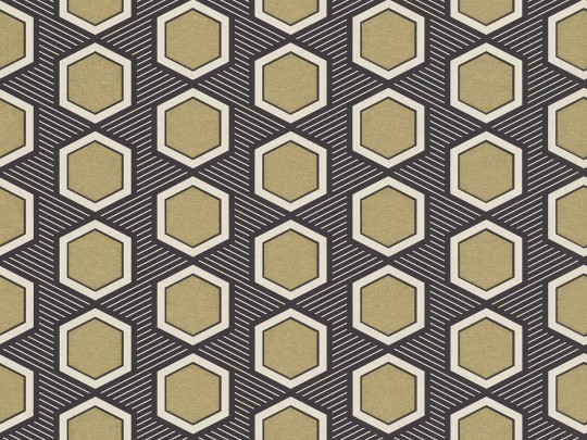 Rasch Textil 297828 Sensai HANIKAMU BLACK & GOLD - geometryczna tapeta z motywem heksagonów
