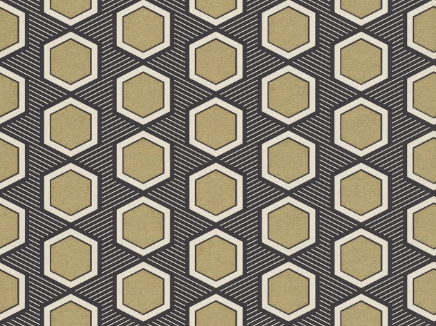 Rasch Textil 297828 Sensai HANIKAMU BLACK & GOLD - geometryczna tapeta z motywem heksagonów