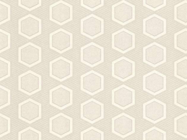 Rasch Textil 297835 Sensai HANIKAMU OFFWHITE - geometryczna tapeta z motywem heksagonów