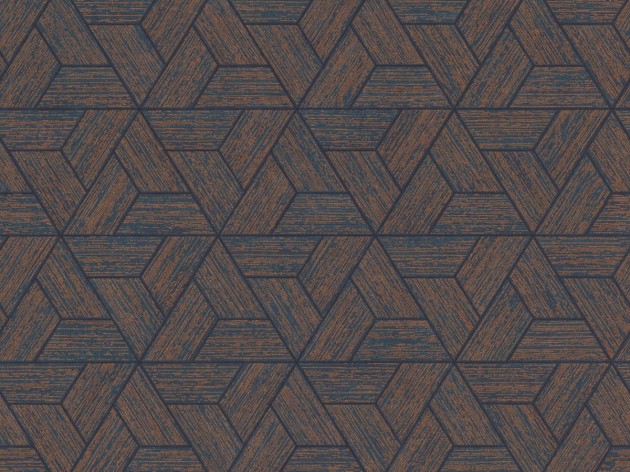 Rasch Textil 297910 Sensai ORIGAMI DARK BLUE & COPPER - geometryczna tapeta z motywem origami