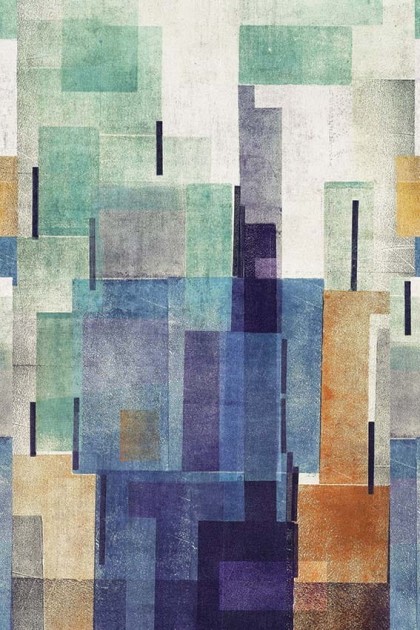Rasch Textil 296463 Sensai TOKIO BLUE & GREEN - mural z abstrakcyjnym motywem kolorowym prostokątów
