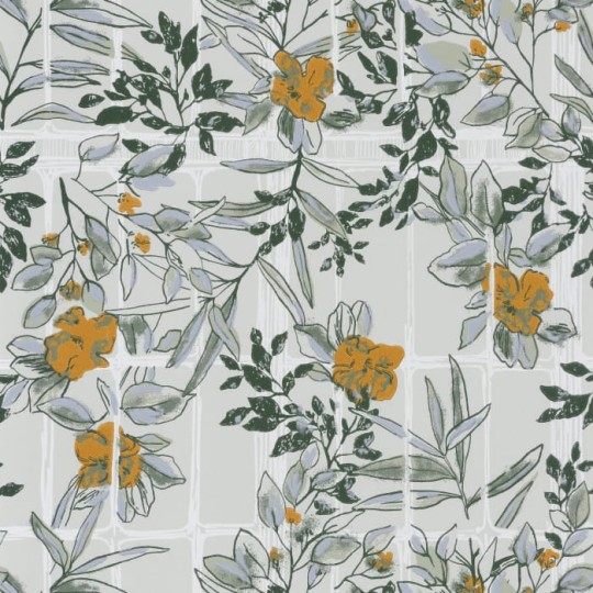Casadeco 85232241 Jardins Suspendus Camelia Ocre - tapeta zimowy ogród