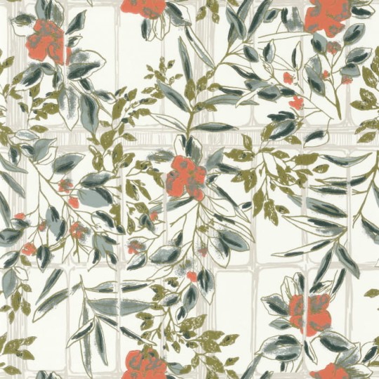 Casadeco 85233115 Jardins Suspendus Camelia Corail - tapeta zimowy ogród