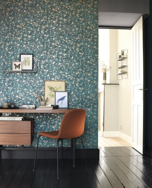 Casadeco 85206501 Jardins Suspendus Gadagne Bleu - tapeta w liście