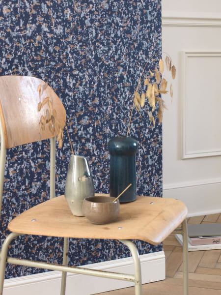 Casadeco 85226510 Jardins Suspendus Ecorce Bleu Nuit - tapeta abstrakcyjna