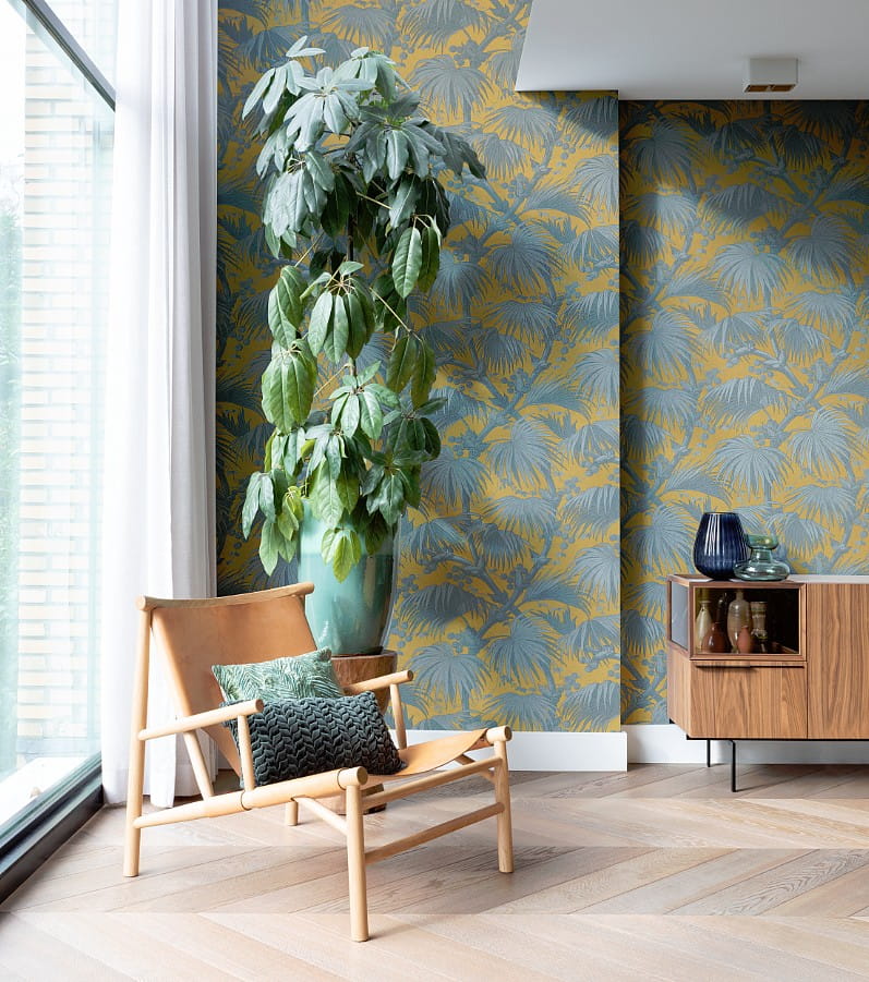 Rasch Textil 290911 Casa Merida - tapeta z motywem liści, gałęzi i owoców palmy