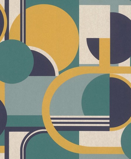 Rasch Textil 290959 Casa Merida - geometryczna tapeta z motywem kół, pasów i prostokątów