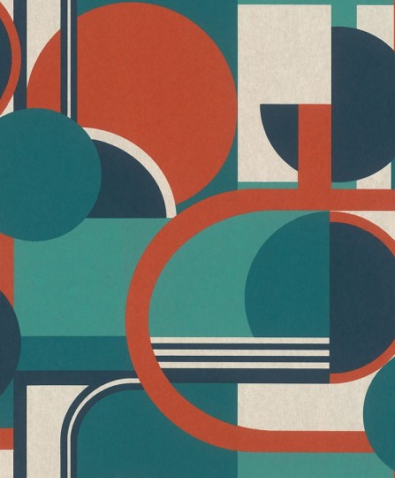 Rasch Textil 290973 Casa Merida - geometryczna tapeta z motywem kół, pasów i prostokątów