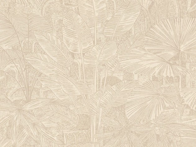 Rasch Textil 300115 Samoa APIA CHAMPAGNE - tropikalna tapeta z motywem liści