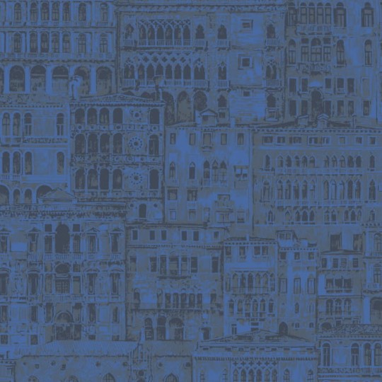 Casadeco 86056518 Montsegur Edifice Bleu Outremer - tapeta z motywem budynków