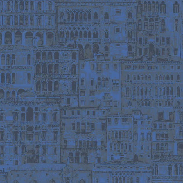 Casadeco 86056518 Montsegur Edifice Bleu Outremer - tapeta z motywem budynków