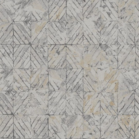 Casadeco 86032155 Montsegur Reflet Beige Argent - postarzana tapeta geometryczna
