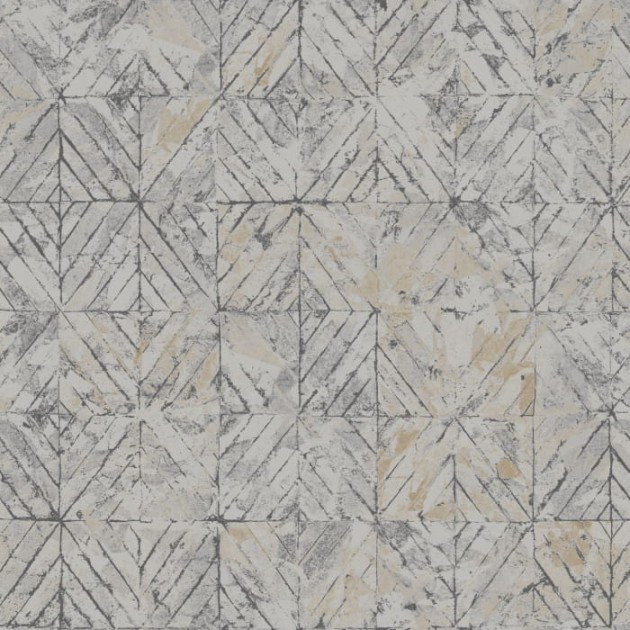 Casadeco 86032155 Montsegur Reflet Beige Argent - postarzana tapeta geometryczna