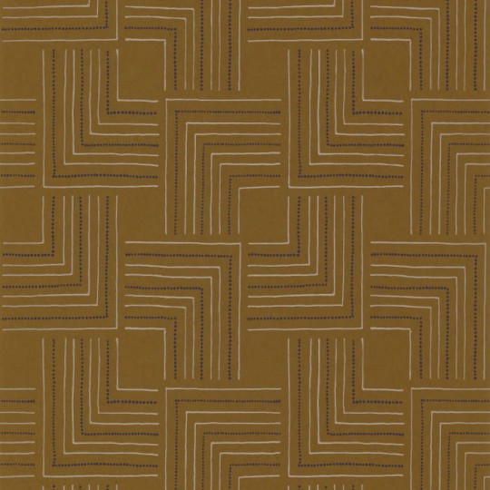 Casadeco 84392411 Nangara Tingari Camel - tapeta geometryczna w linie