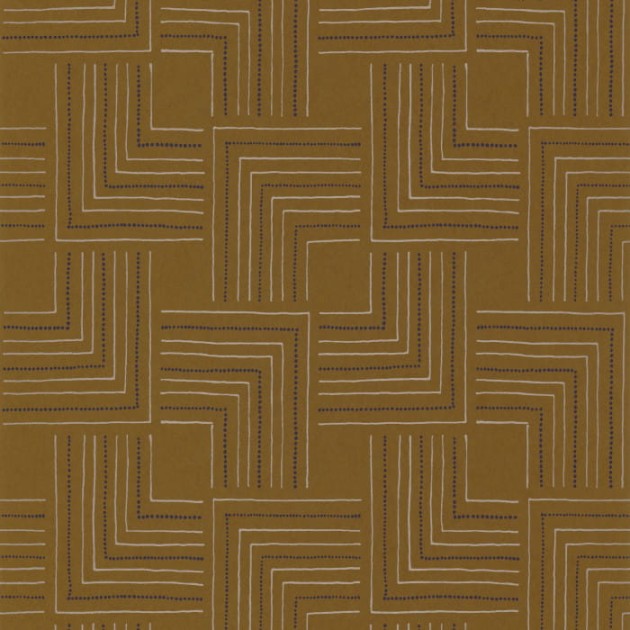 Casadeco 84392411 Nangara Tingari Camel - tapeta geometryczna w linie